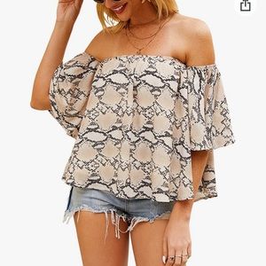 Off Shoulder Tops Flare Sleeve Shirt